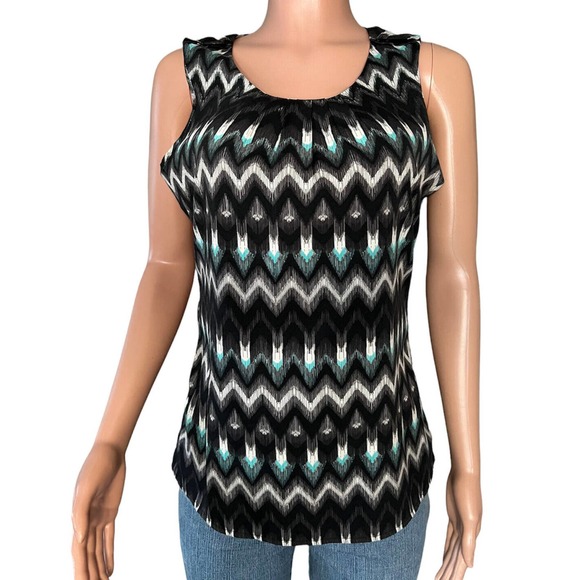 Banana Republic Shirt Womens Medium Sleeveless Chevron Print Multicolor - Picture 1 of 5